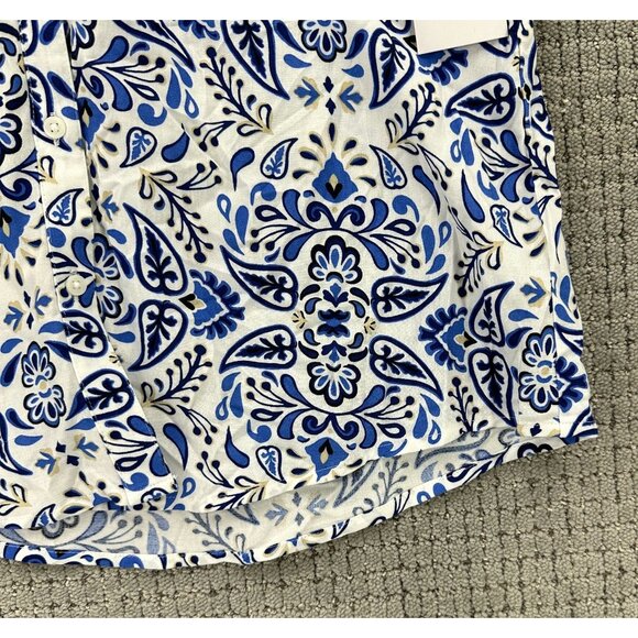 Croft & Barrow Shirt Womens Size XS White Blue Button Up Short Sleeve Paisley - Picture 4 of 10